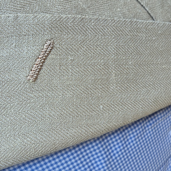 OXXFORD Beige Tan Cream Herringbone Weave Sz 40 S Mens Sport Coat Blazer VTG - Picture 3 of 6